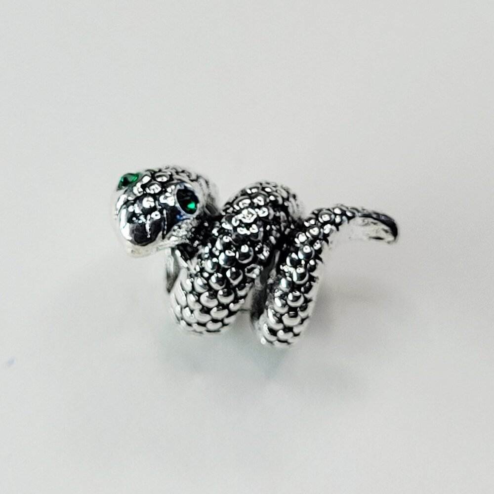 New! For Pandora Troll Charm Bracelet AMAZING Wrap Around Green Eyed Snake Charm